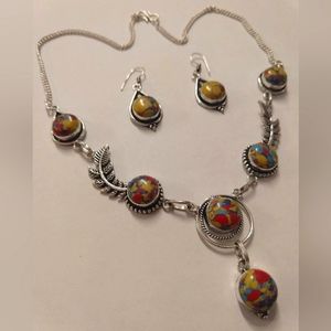 Artist Necklace and Earrings set, 925 made in India.